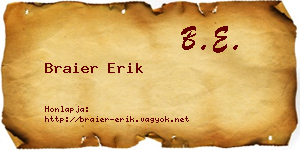 Braier Erik névjegykártya